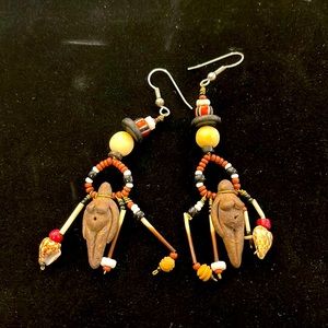 Unique Handmade wooden & stone earrings